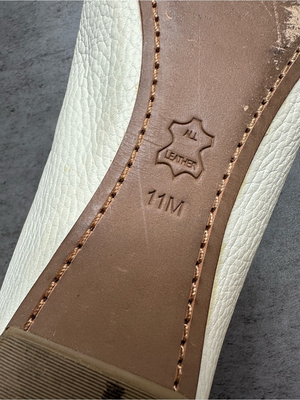 Tory Burch Double T Buckle Leather Flats White Gold - Picture 7 of 9